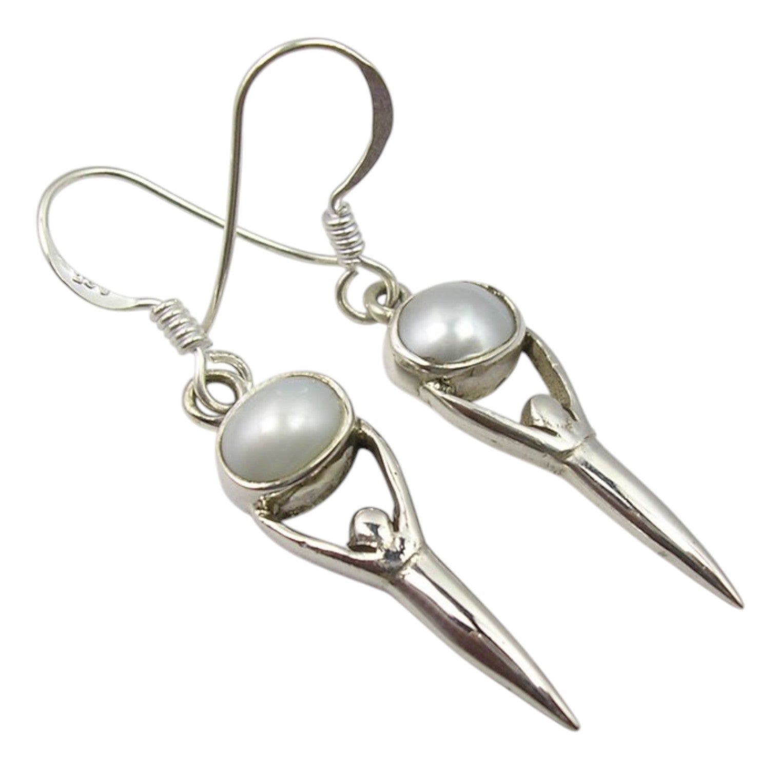 Goddess Rising – Sterling Silver and Pearl Earrings