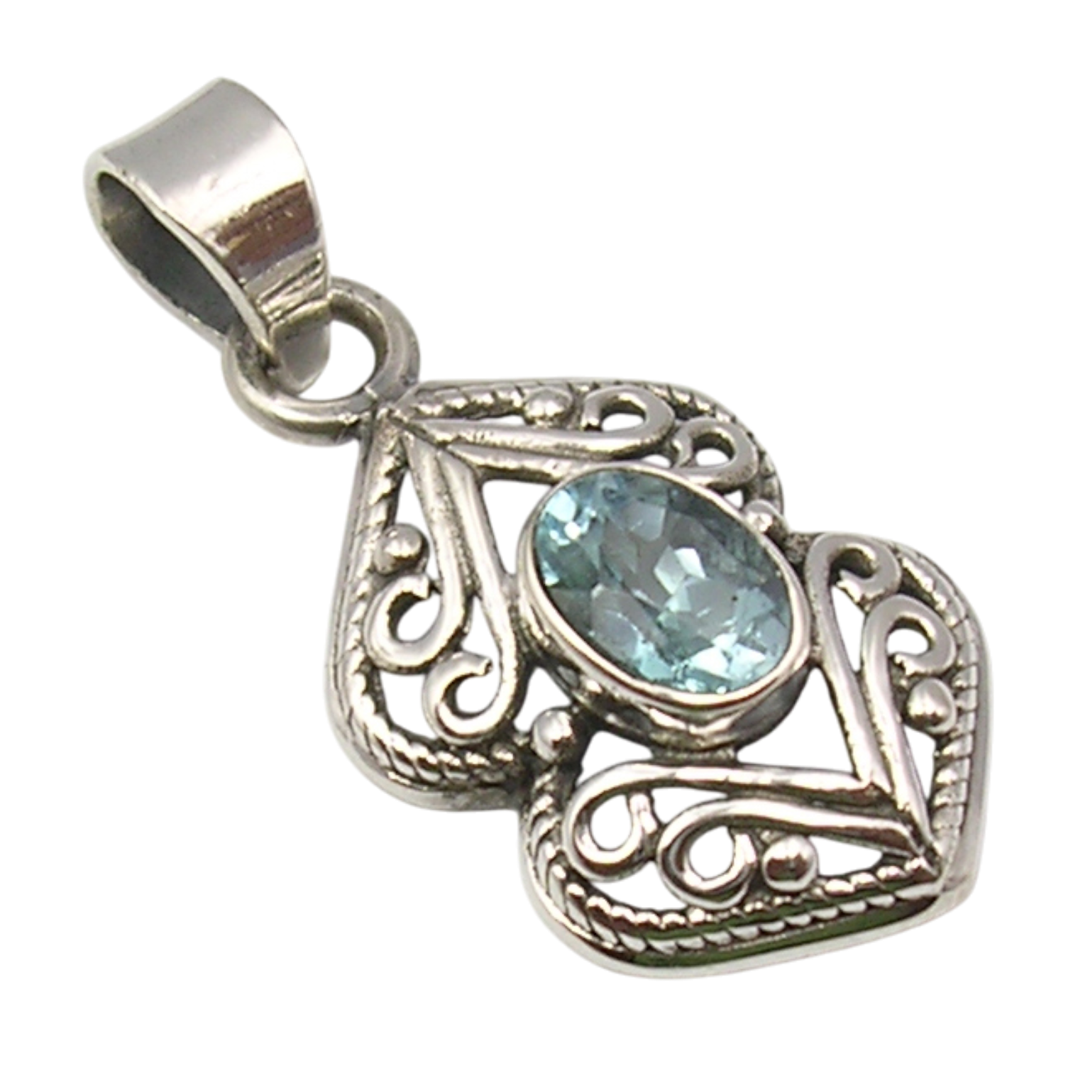 Ocean Whisper – Sterling Silver Blue Topaz Pendant