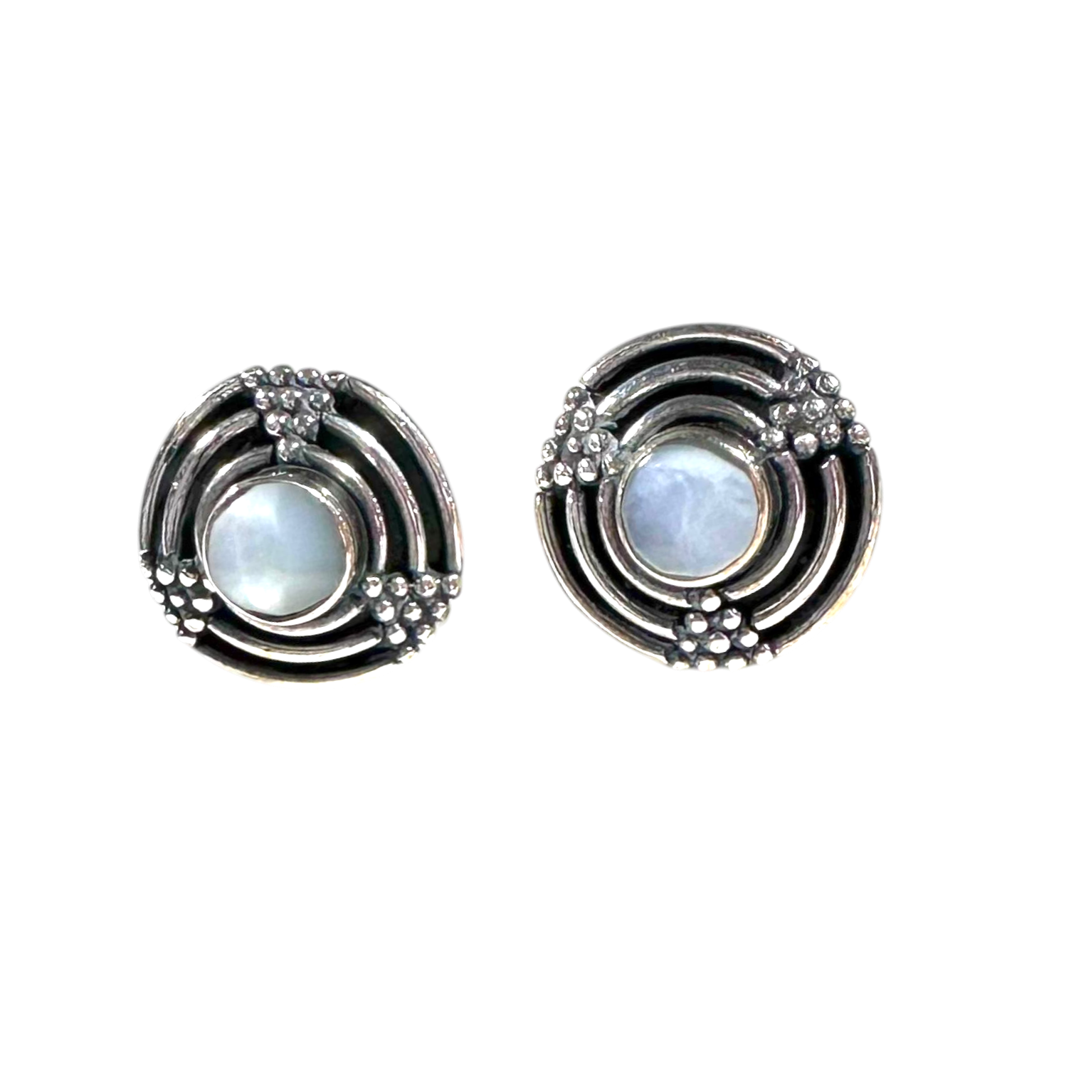 Celestial Calm – Sterling Silver Opal Stud Earrings